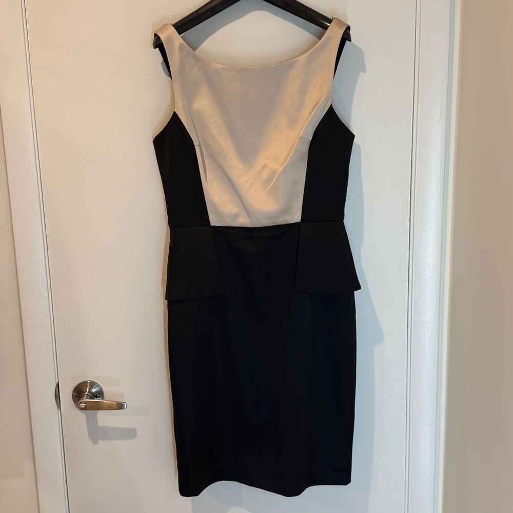 Maggy London Black and Cream Midi Dress - Picture 2 of 8